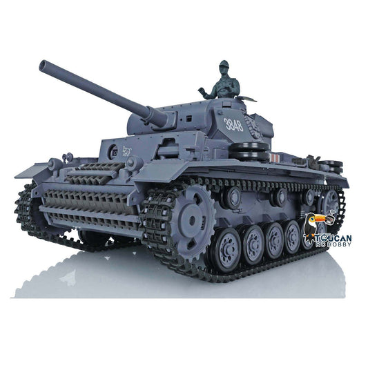 2.4G Henglong 1/16 7.0 Plastic German Panzer III L RTR RC Tank Model 3848 Metal Tracks Sprockets Idler Wheels Infrared Combating System BB Unit