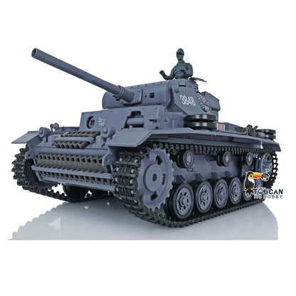 2.4G Henglong 1/16 7.0 Plastic German Panzer III H RTR RC Tank 3849 Metal Barrel Infrared Combating System 360 Degree Turret Rotation