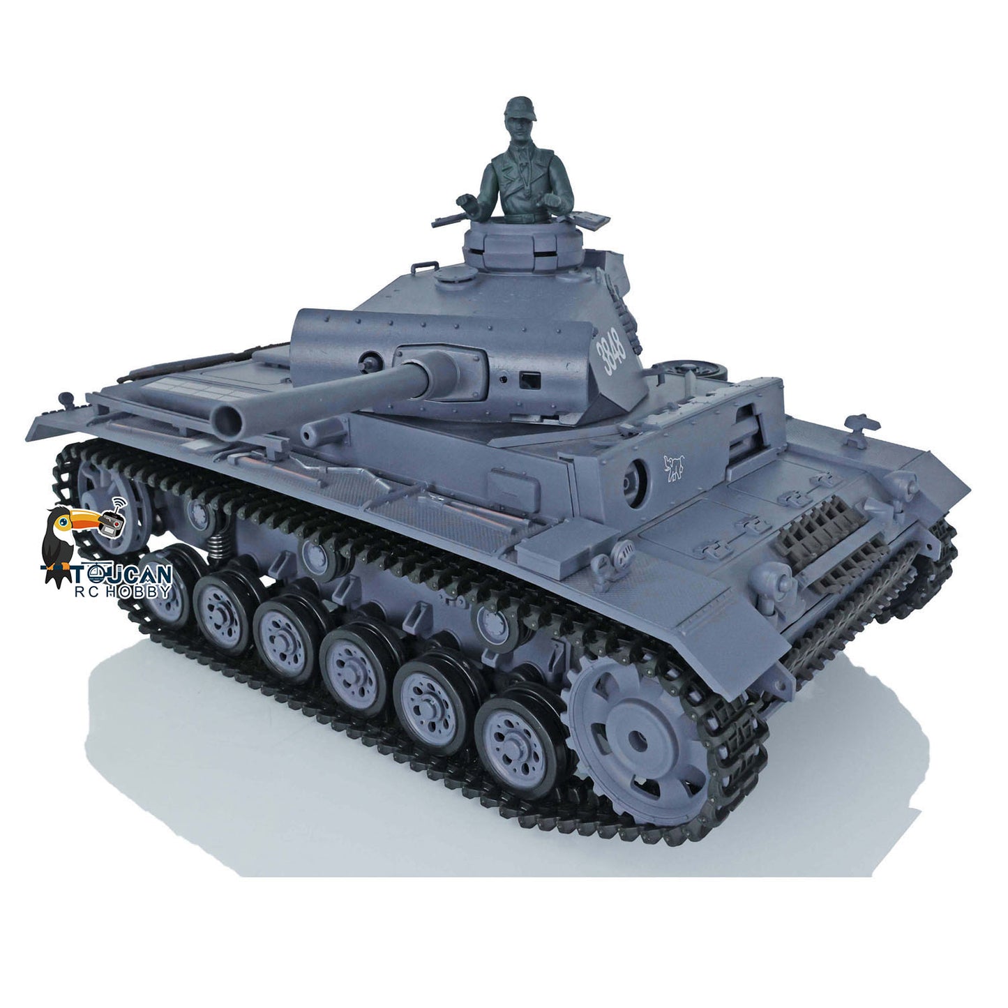 2.4G Henglong 1/16 7.0 Plastic German Panzer III L RTR RC Tank Model 3848 Metal Tracks Sprockets Idler Wheels Infrared Combating System BB Unit