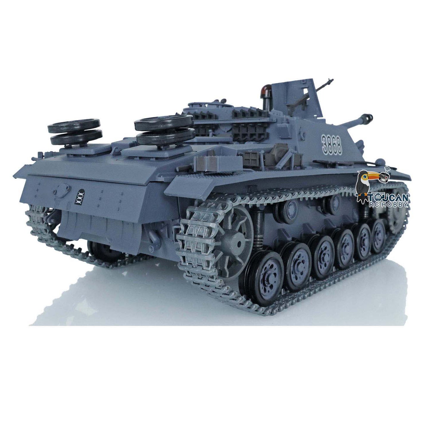 US Stock Henglong 1/16 7.0 3868 PRO German Stug III RTR RC Tank Smoke IR BB 340 Degrees Turret Sound Light Metal Tracks Drive Wheels Model