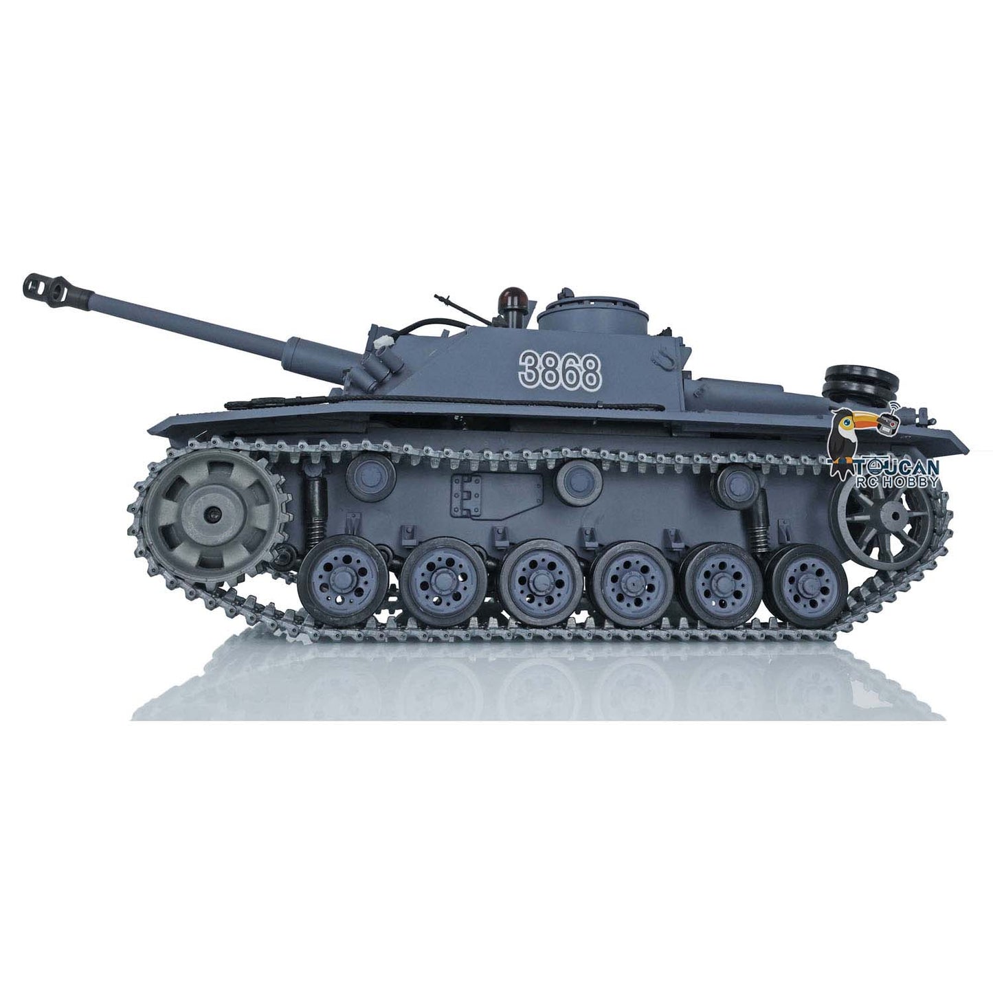 US Stock Henglong 1/16 7.0 3868 PRO German Stug III RTR RC Tank Smoke IR BB 340 Degrees Turret Sound Light Metal Tracks Drive Wheels Model