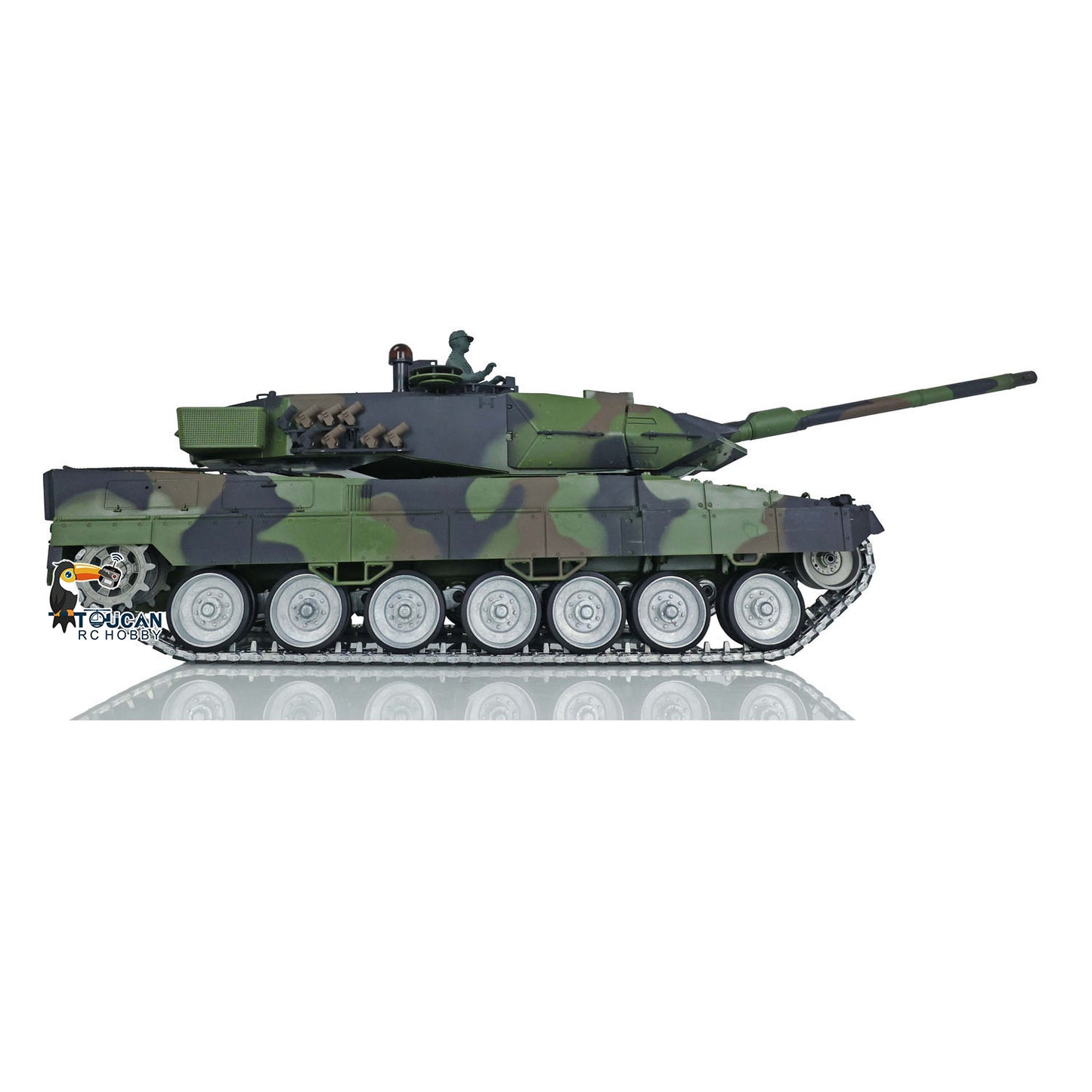 US Stock Henglong 1/16 7.0 3889 Leopard2A6 RC Tank Barrel Recoil 360 Degree Turret BB Infrared Combat Smoke Sound Metal Wheels Tracks W/ Rubbers