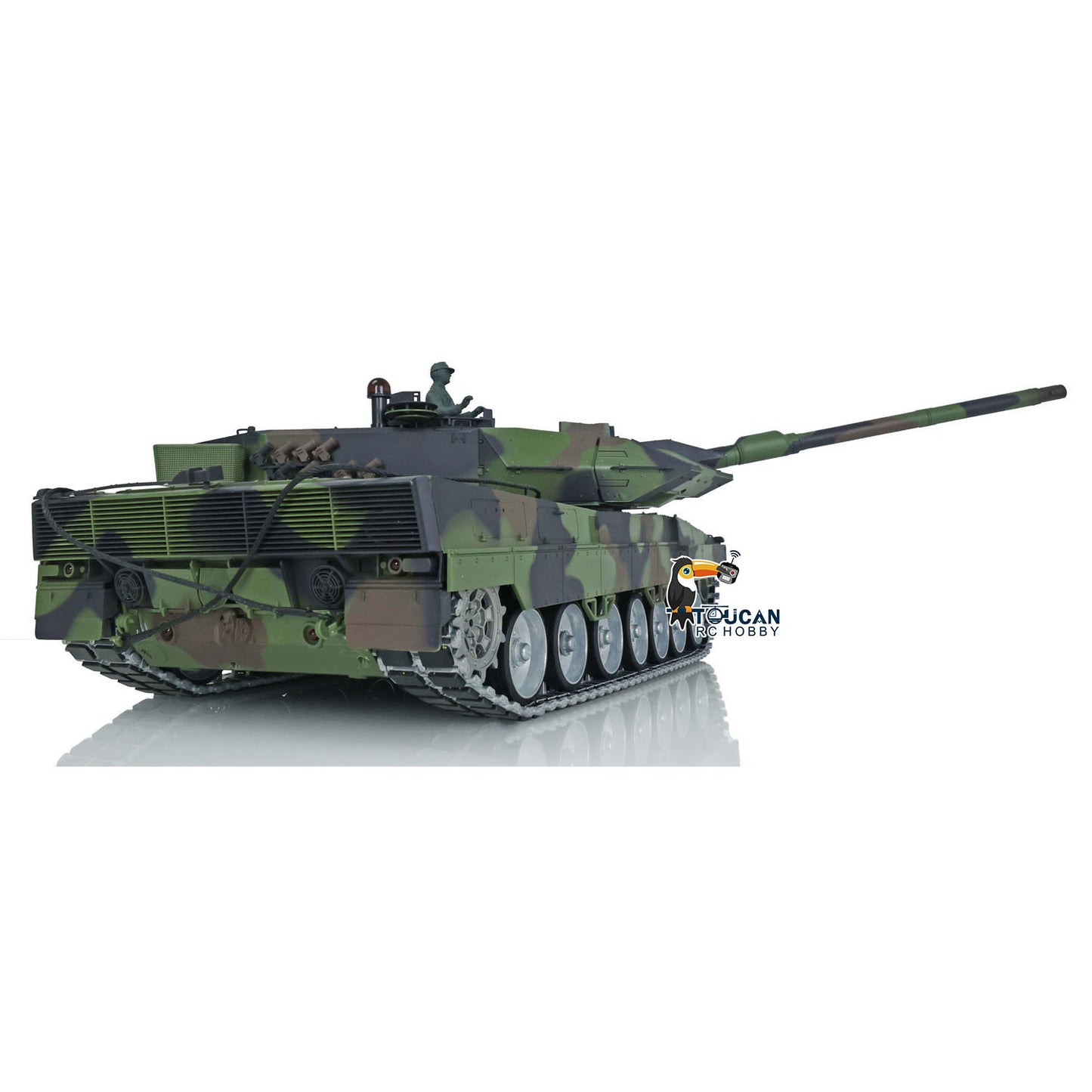 Henglong 1/16 TK7.0 Leopard2A6 RTR RC Tank 3889 with Barrel Recoil BB IR Smoke Metal Single Rubber Tracks Gearbox Sprockets Idlers Road Wheels