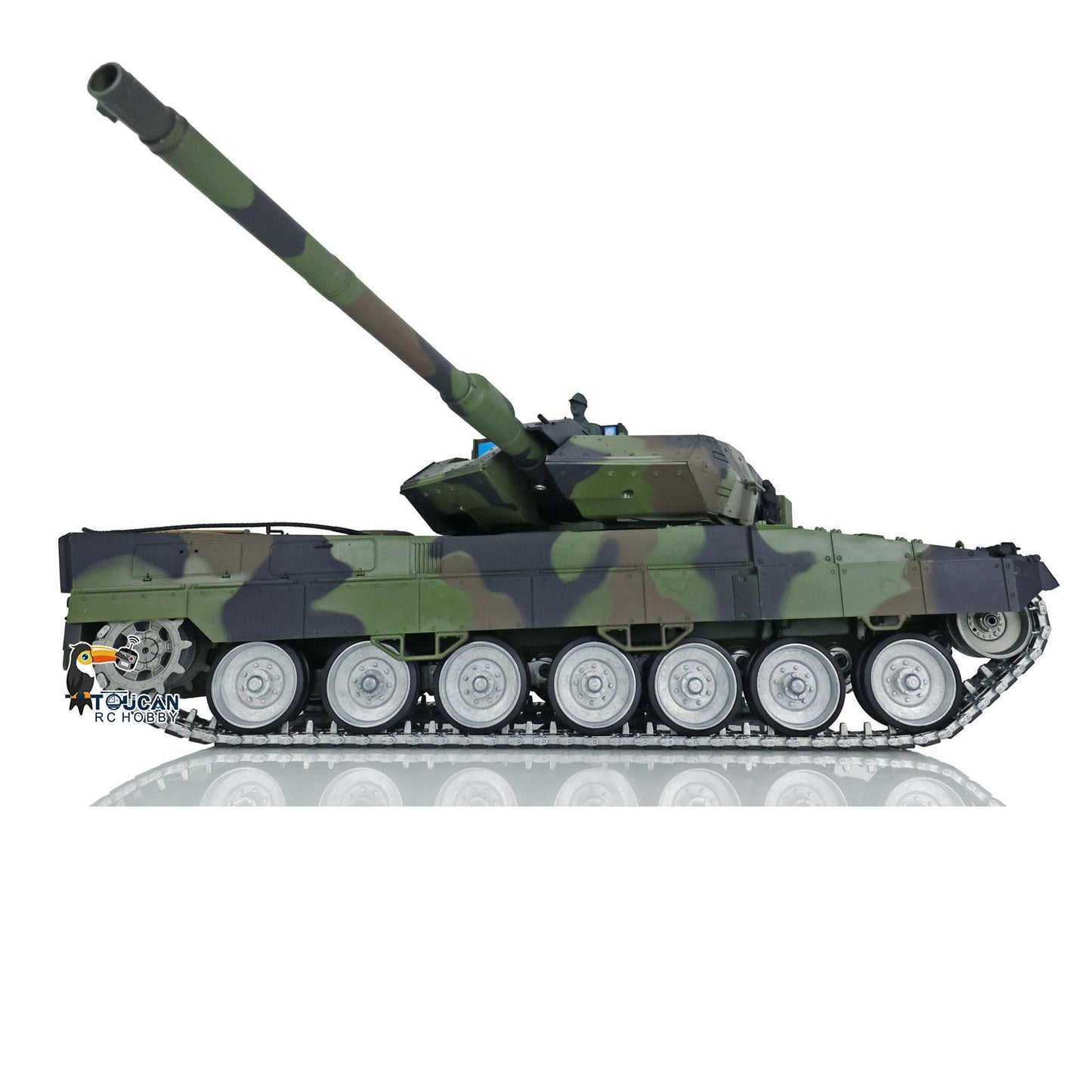Henglong 1/16 TK7.0 Leopard2A6 RTR RC Tank 3889 with Barrel Recoil BB IR Smoke Metal Single Rubber Tracks Gearbox Sprockets Idlers Road Wheels