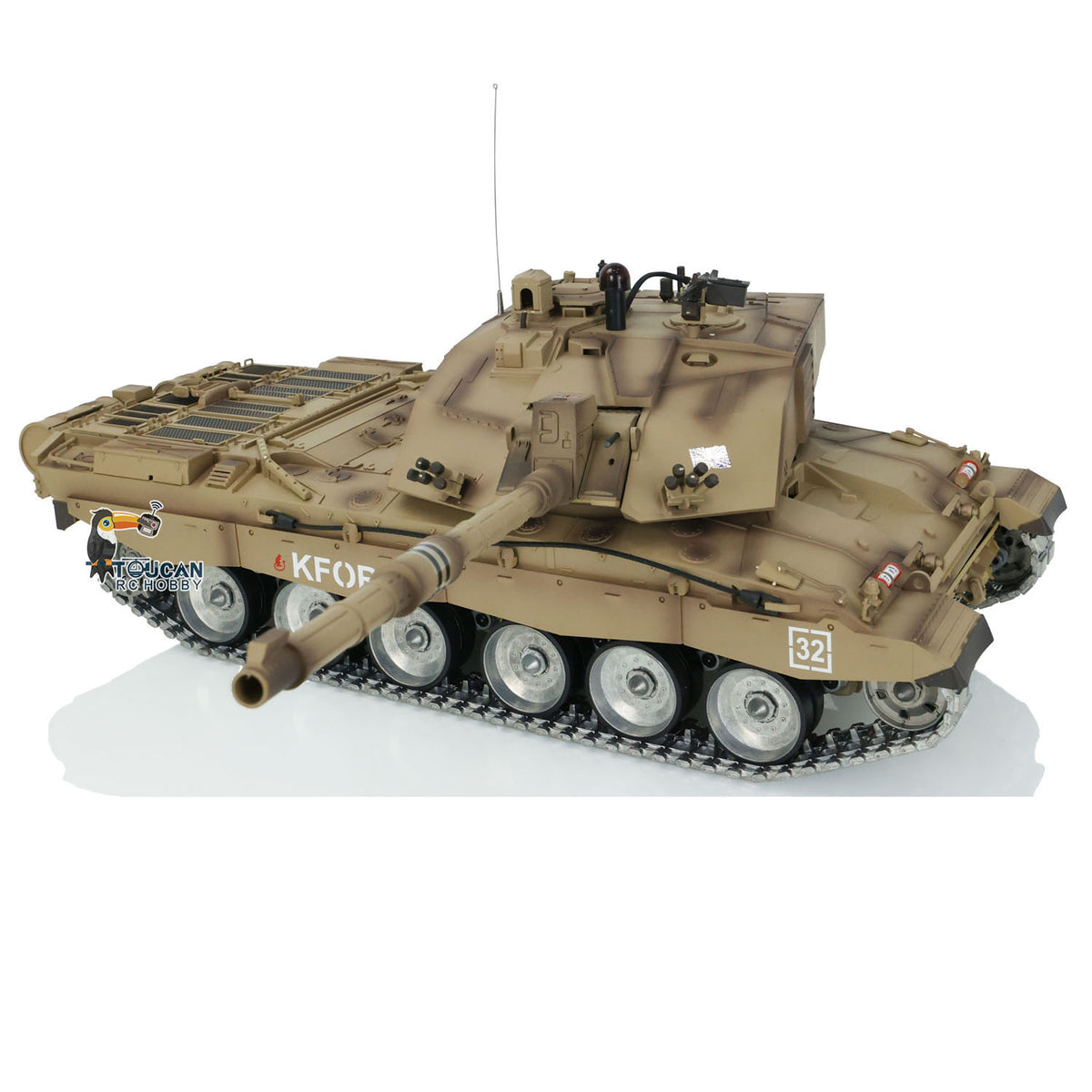 Henglong 1/16 TK7.0 Customize 3908 Challenger II RTR RC Tank with IR BB Smoke FPV 360 Degrees Turret Metal Tracks Road Drive Idler Wheels