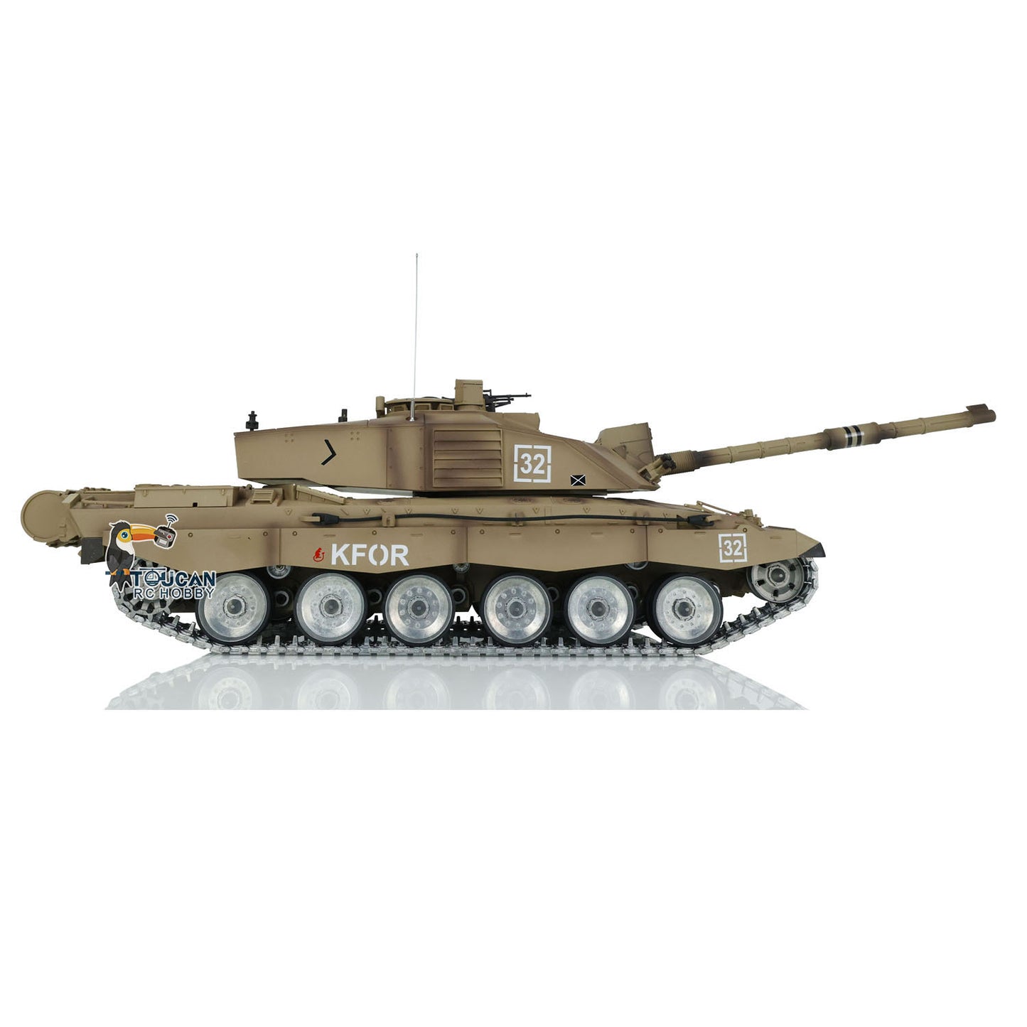 2.4G Henglong 1/16 7.0 Challenger II 3908 RTR RC Tank Military Vehicle BB IR Smoke Sound 360 Degree Turret Metal Tracks Drive Road Idler Wheels