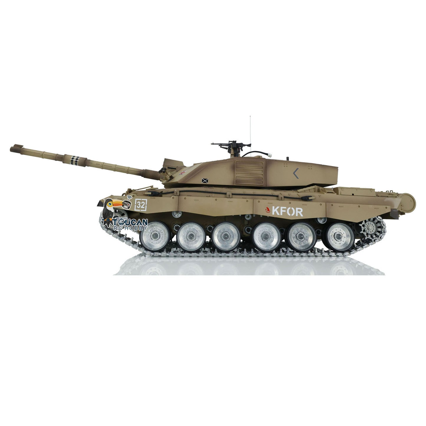 Henglong 1/16 7.0 RC Tank 3908 Customized Challenger II Metal Road Wheels Tracks 360 Degree Turret Infrared Combat Idle Smoke Barrel lifting