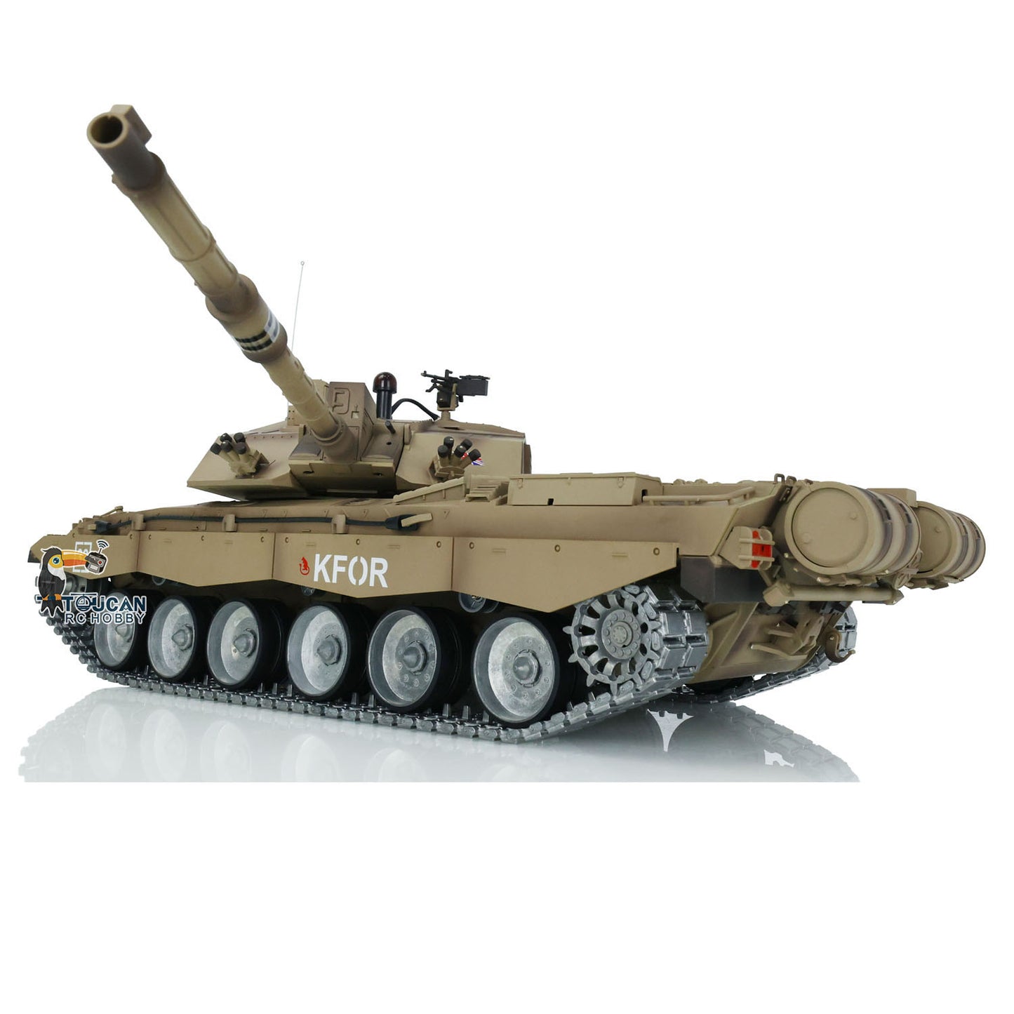 2.4G Henglong 1/16 7.0 Challenger II 3908 RTR RC Tank Military Vehicle BB IR Smoke Sound 360 Degree Turret Metal Tracks Drive Road Idler Wheels