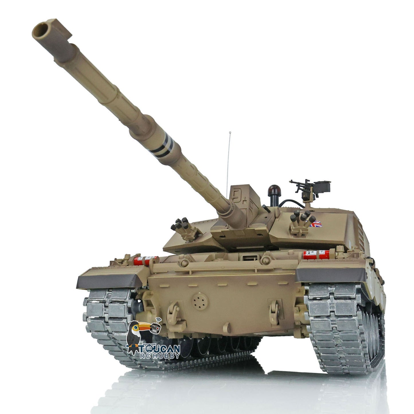 Henglong 1/16 7.0 RC Tank 3908 Customized Challenger II Metal Road Wheels Tracks 360 Degree Turret Infrared Combat Idle Smoke Barrel lifting