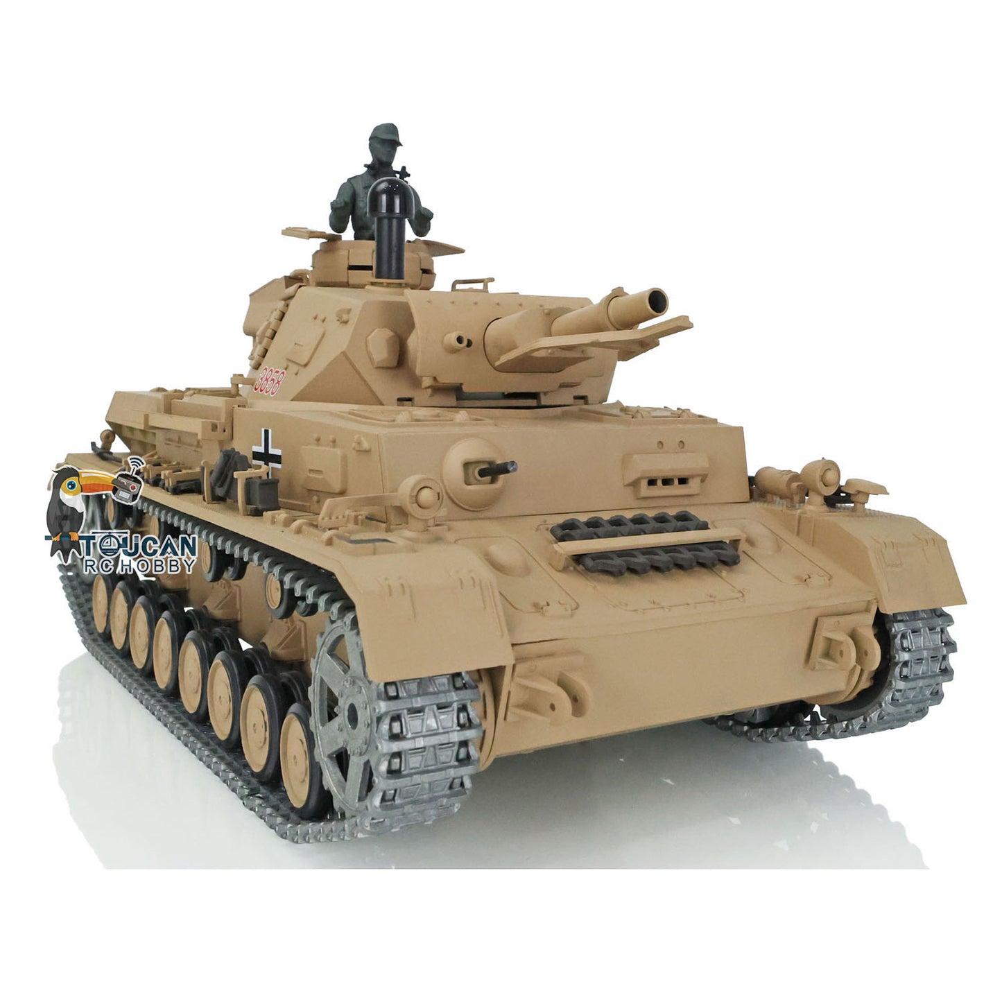 Henglong 1/16 Scale 7.0 Upgraded Panzer IV F RTR RC Tank 3858 360 Degree Turret Rotation Metal Sprocket Wheels Infrared Combating System