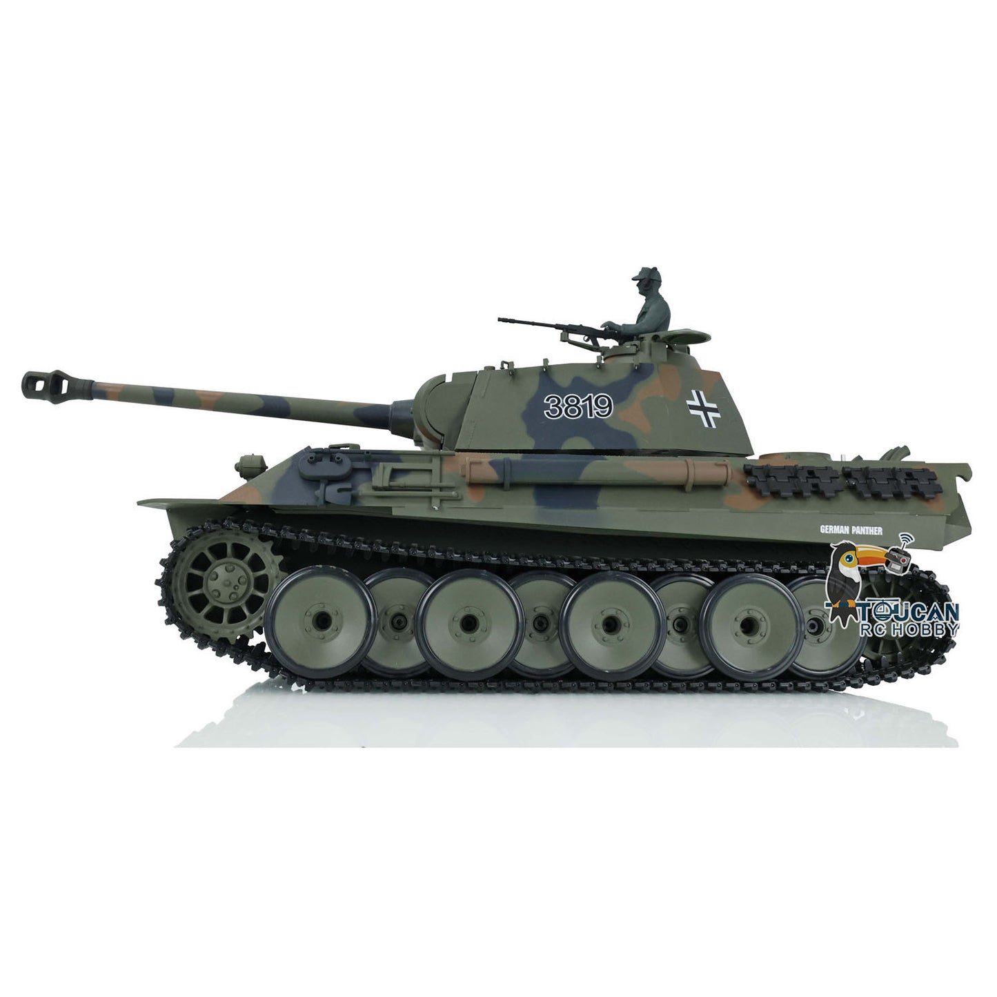 Henglong TK7.0 1/16 Plastic German Panther RTR RC Tank 3819 FPV 360 Degrees Turret BB IR Smoke Sounds Lights Metal Steel Driving Gearbox