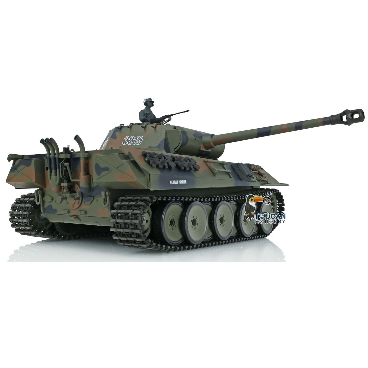 Henglong TK7.0 1/16 Plastic German Panther RTR RC Tank 3819 FPV 360 Degrees Turret BB IR Smoke Sounds Lights Metal Steel Driving Gearbox