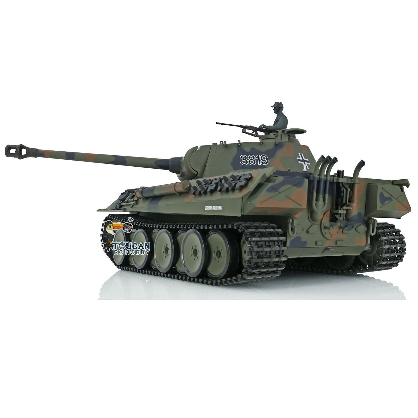 Henglong TK7.0 1/16 Plastic German Panther RTR RC Tank 3819 FPV 360 Degrees Turret BB IR Smoke Sounds Lights Metal Steel Driving Gearbox