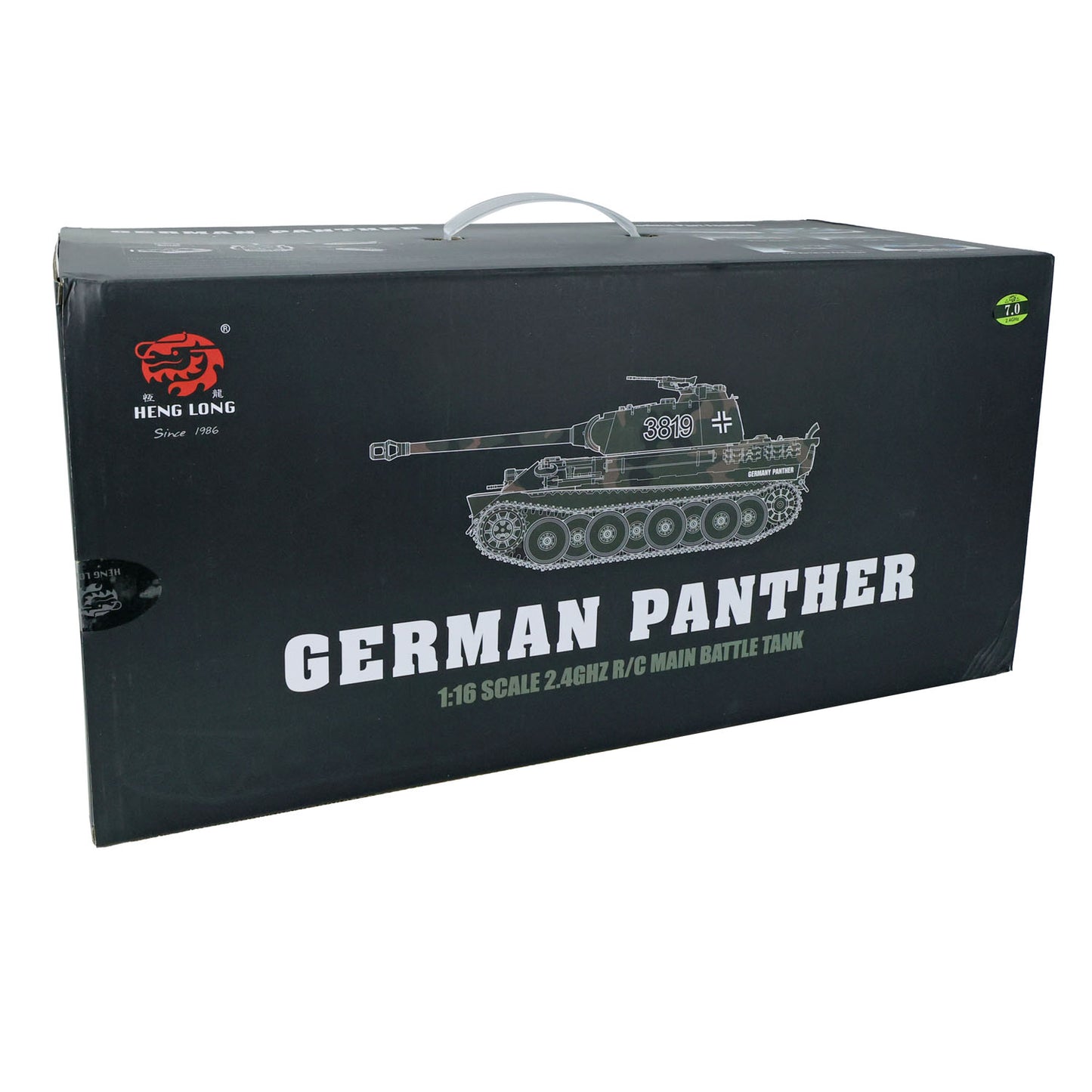 Henglong 1/16 7.0 Upgraded Metal German Panther V RC Tank 3819 360 Degree Turret Rotation Metal Tracks Sprocket Wheels Infrared Combating System