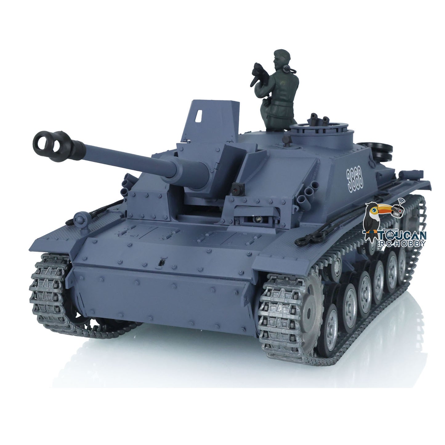 Henglong 1/16 7.0 Customized Stug III RTR RC Tank 3868 Metal Tracks Driving Idler Wheels Barrel Infrared Combating System