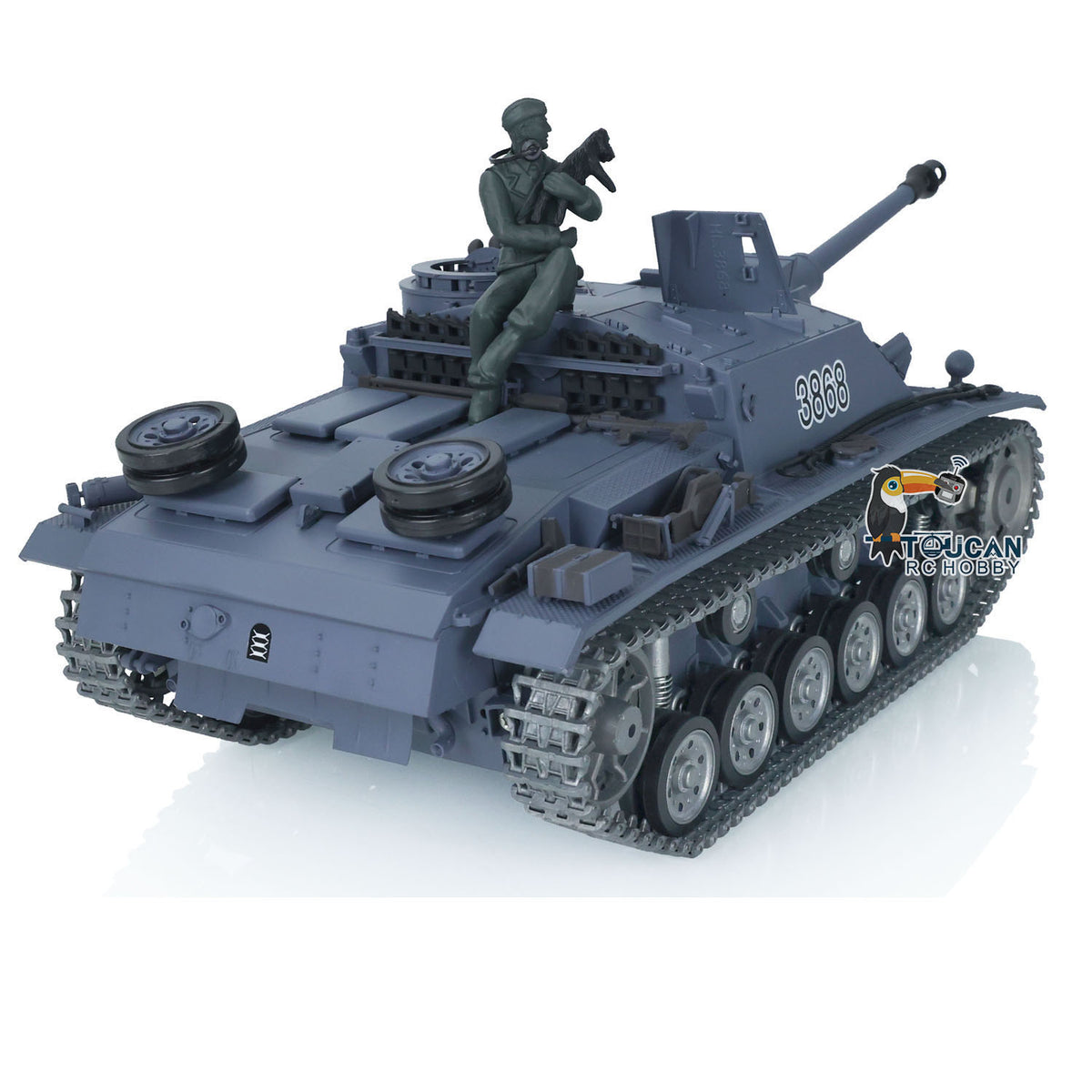 Henglong 1/16 TK7.0 Profession German Stug III 3868 RTR RC Tank IR BB Smoke Unit Metal Tracks Sprockets Idlers Road Wheels Barrel Gearbox