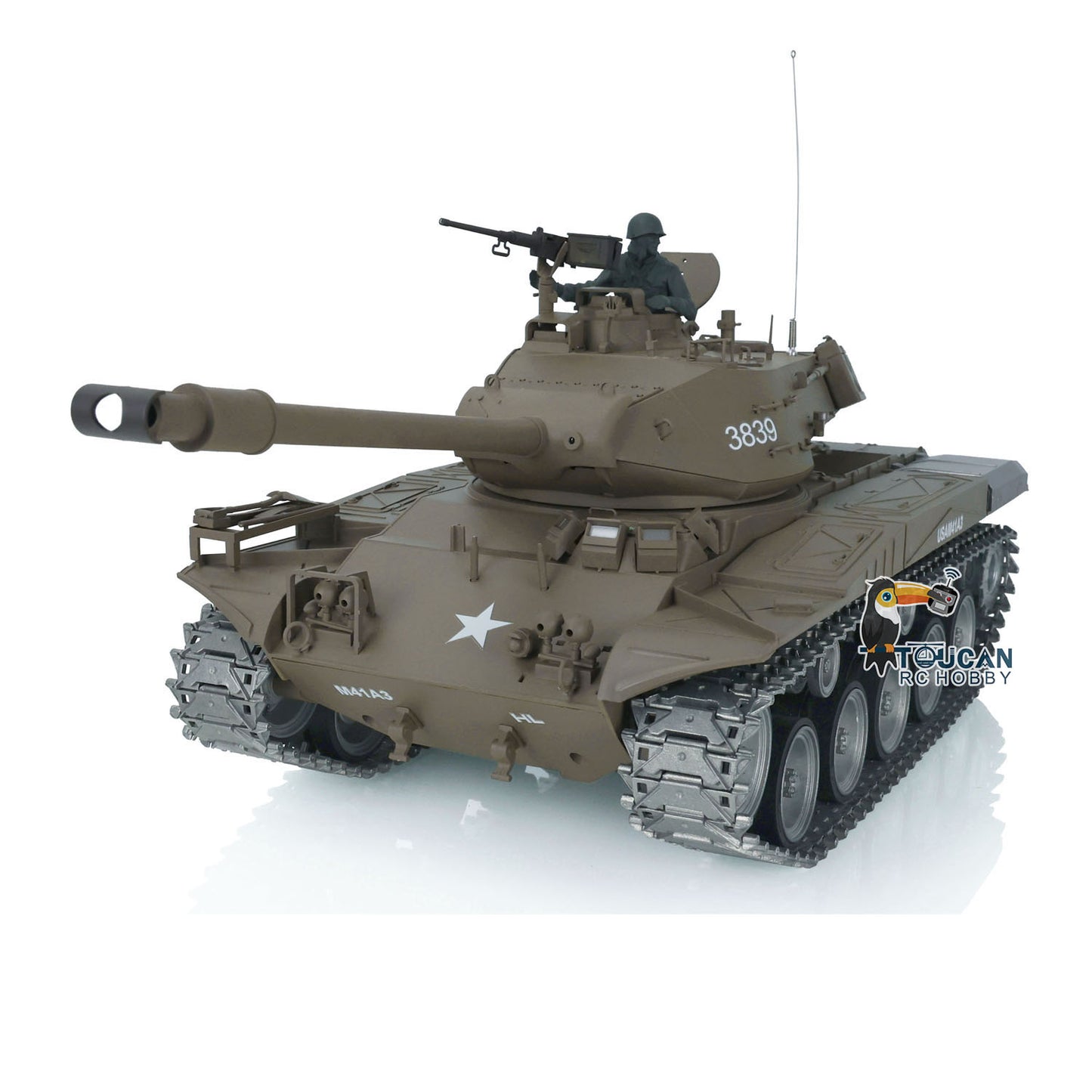 US Warehouse Henglong 1/16 7.0 Customized Walker Bulldog RTR RC Tank 3839 Remote Controlled Model Smoking 360 Degree Full Metal Road Wheels