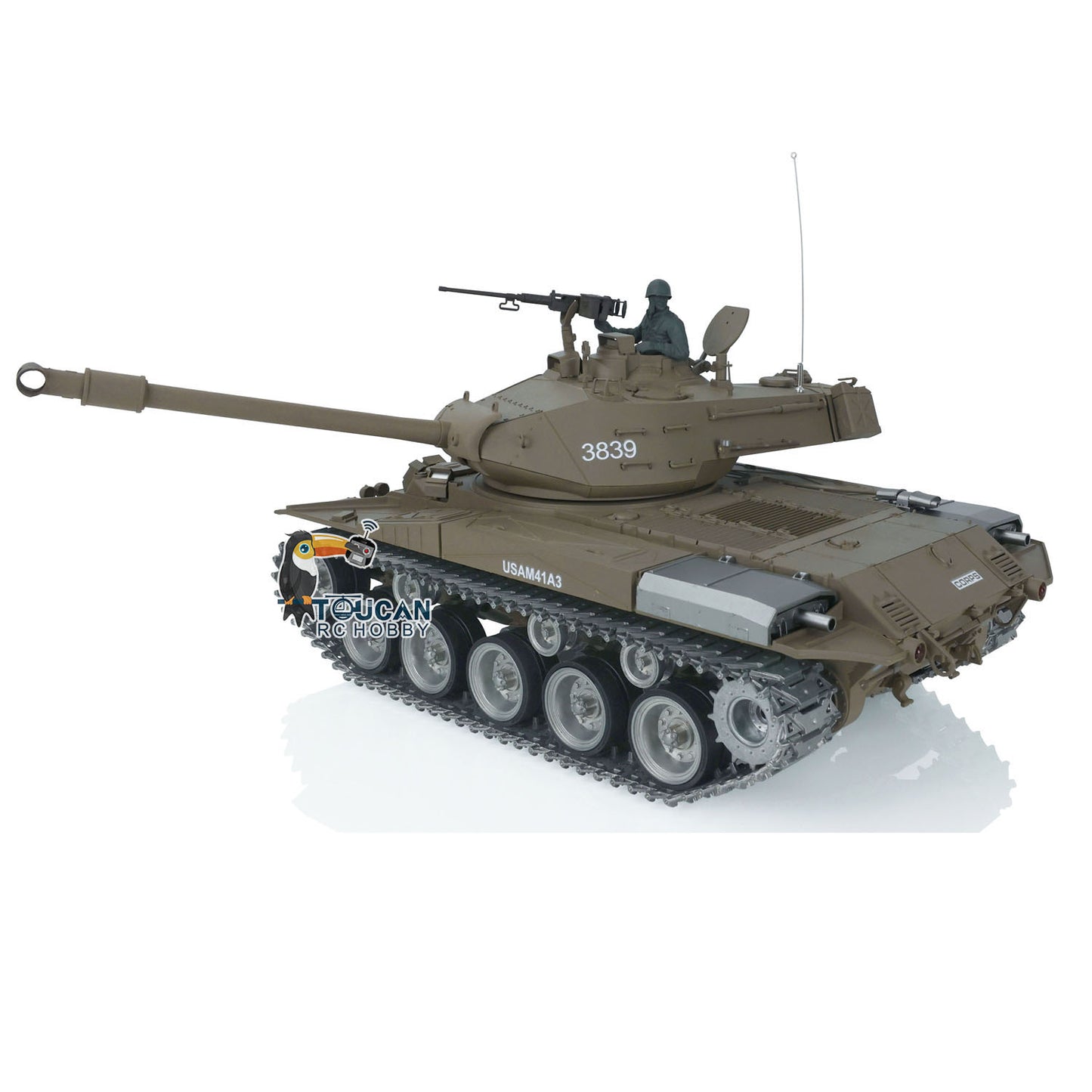 US Warehouse Henglong 1/16 7.0 Customized Walker Bulldog RTR RC Tank 3839 Remote Controlled Model Smoking 360 Degree Full Metal Road Wheels