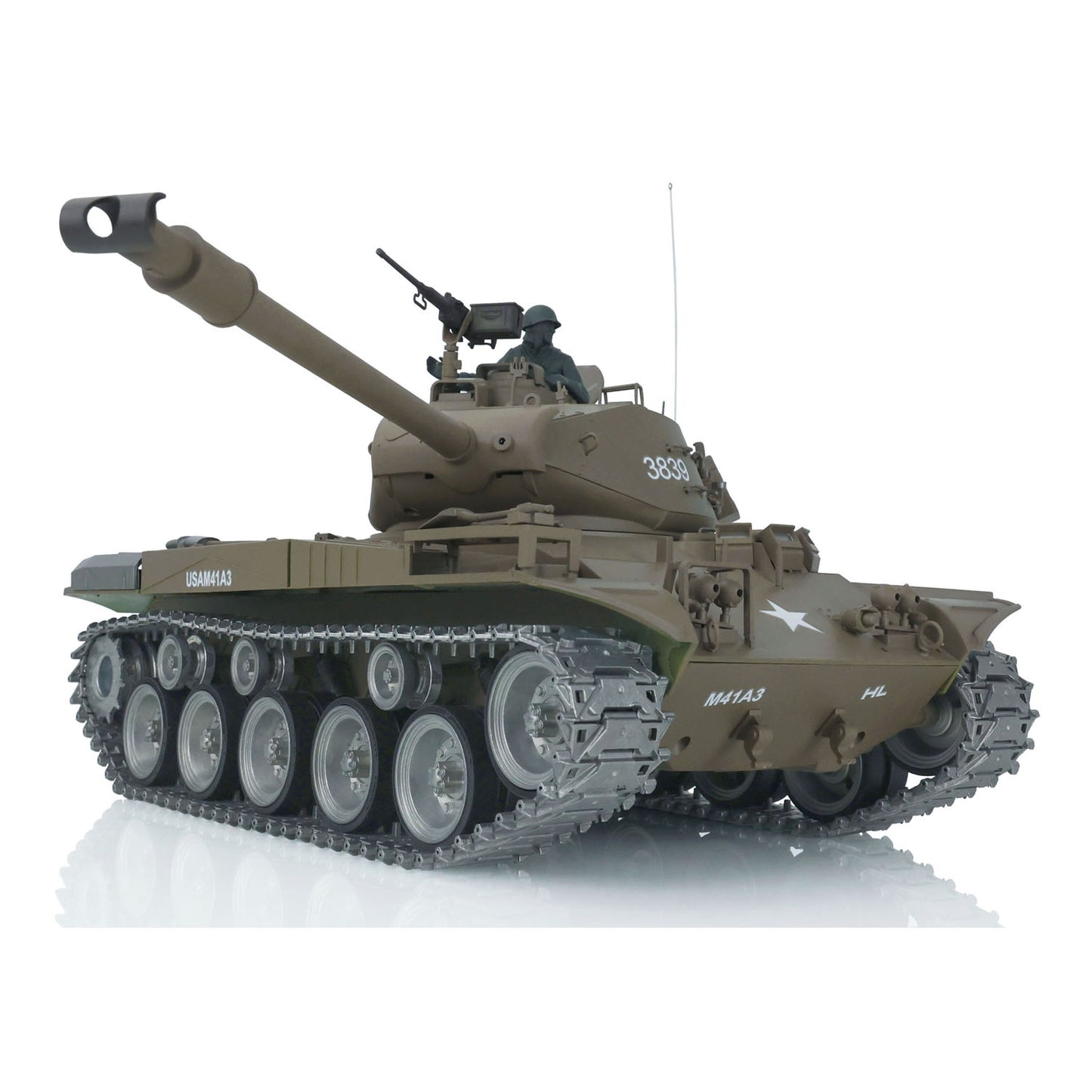 US Warehouse Henglong 1/16 7.0 Customized 3839 Walker Bulldog RTR RC Tank Model 360 Degree Turret Smoke BB IR Metal Road Drive Idler Wheels Track Gearbox