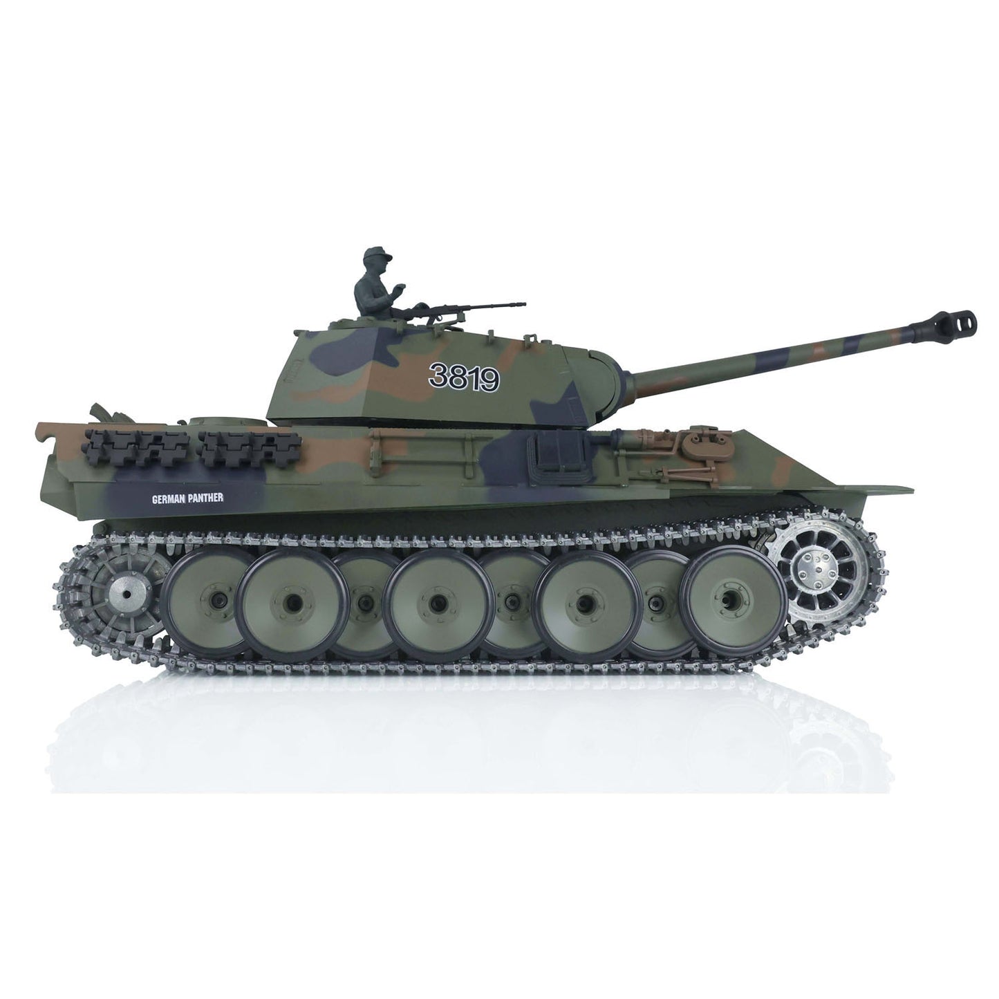 Henglong 1/16 7.0 Upgraded Metal 3819 German Panther V RC Tank IR BB 360 Degree Turret Smoke Metal Tracks Drive Idler Wheels Gearbox