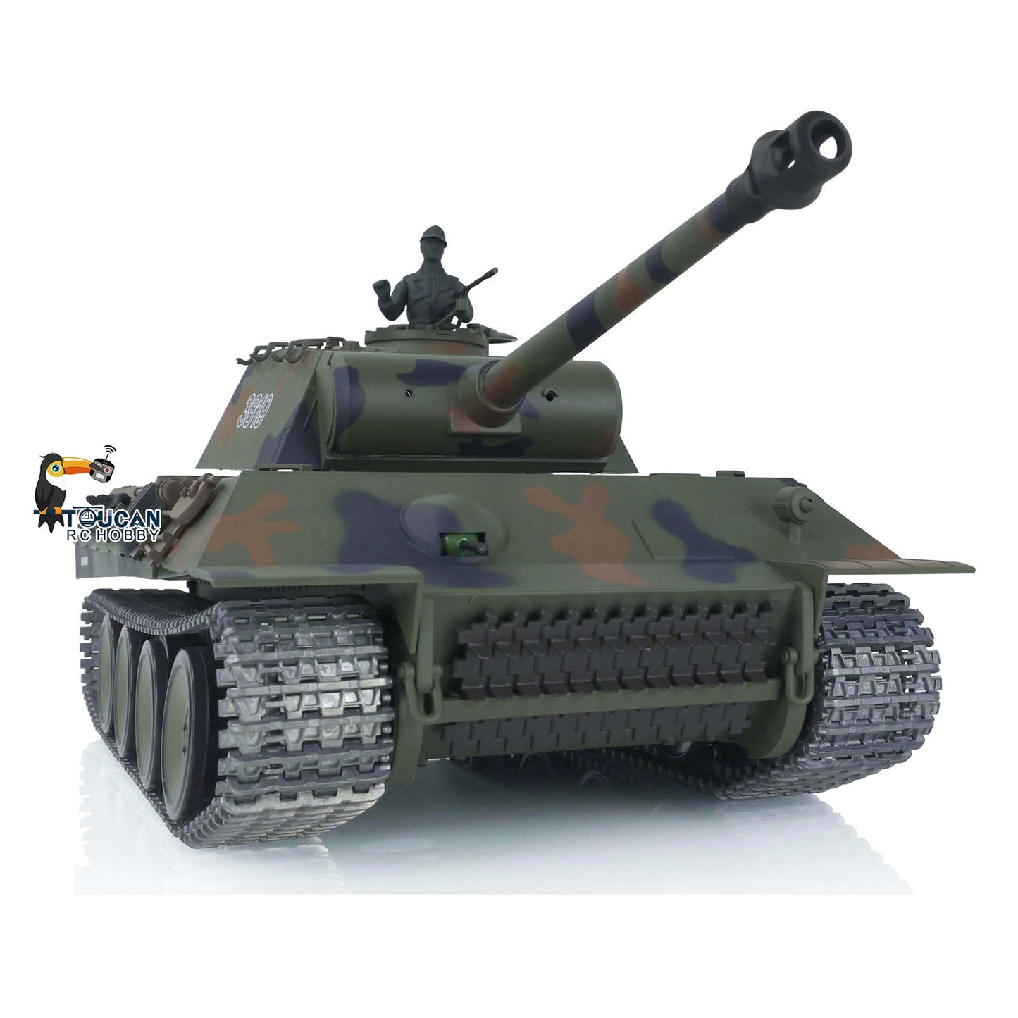 Henglong 1/16 TK7.0 RC Tank Model Panther 3819 w/ FPV 360 Degrees Rotating Turret Metal Tracks Road Wheels Engine Sound Smoking