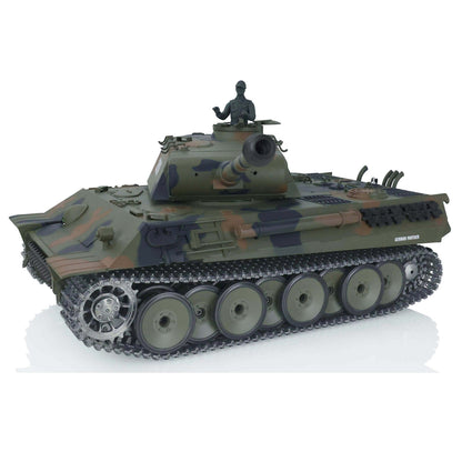 Henglong 1/16 7.0 Upgraded Metal 3819 German Panther V RC Tank IR BB 360 Degree Turret Smoke Metal Tracks Drive Idler Wheels Gearbox