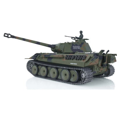 Henglong 1/16 7.0 Upgraded Metal 3819 German Panther V RC Tank IR BB 360 Degree Turret Smoke Metal Tracks Drive Idler Wheels Gearbox
