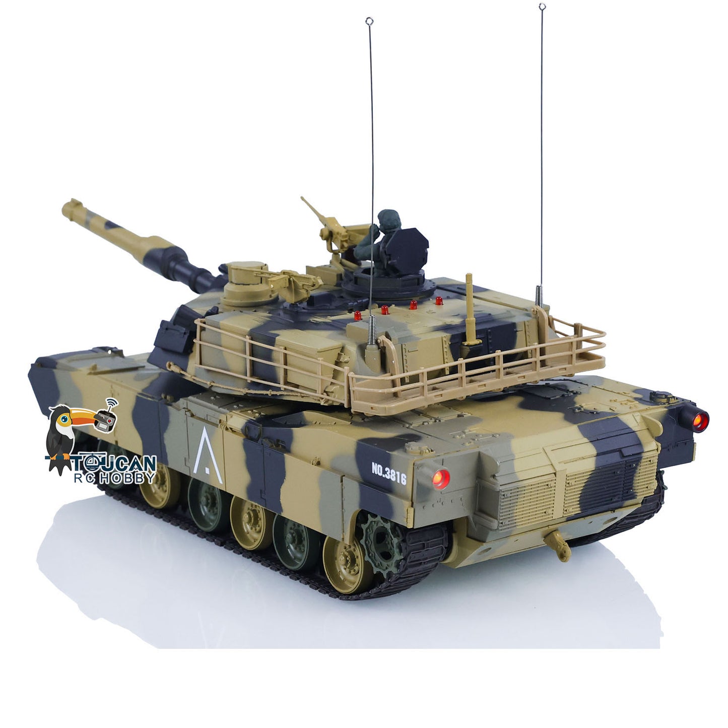 Henglong 1/24 Plastic 3816 AbramsM1A2 RC Tank Model with Infrared Combat Turret Elevation and Depression Sound Light