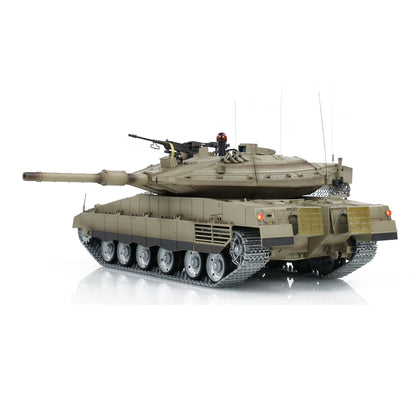 Henglong 1/16 RC Tank IDF Merkava MK IV 3958 Remote Control Battle Tank Metal Wheels Tracks Gearbox 360 Degree Turret Smoke 2 Battery