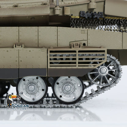 Henglong 1/16 TK7.0 IDF Merkava MK IV 3958 RTR RC Tank with Dual Battery Barrel Recoil 360 Degrees Turret Smoke BB Unit IR Metal Sprockets Idlers Road Wheels Tracks Gearbox
