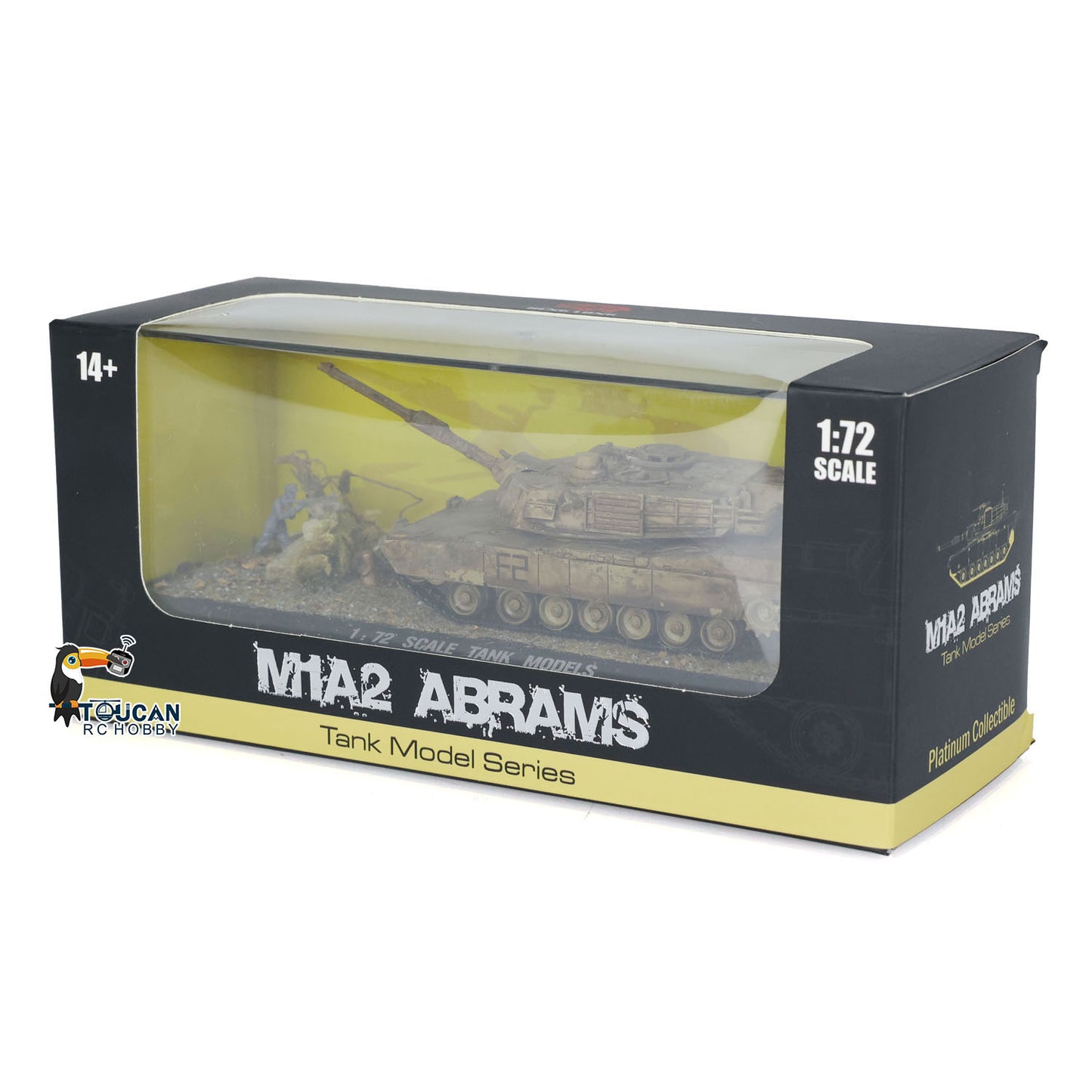 Henglong 1/72 Sclae Plastic US Abrams M1A2 Tank 3918 Static Scene Model Without Sounds Smoke With 360?? Manual Rotating Turret
