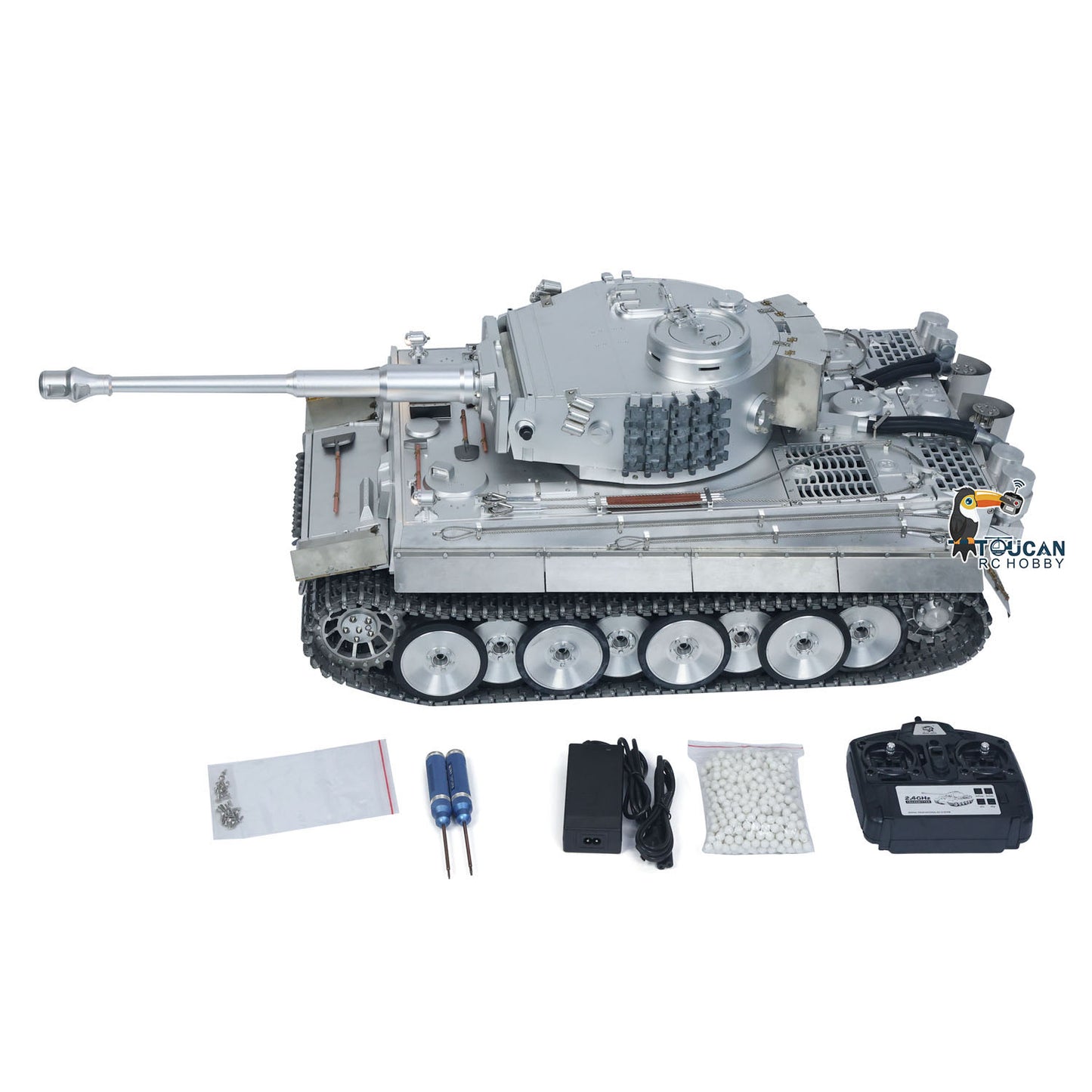 Henglong 2.4G 1/8 Full Metal German Tiger I RTR RC Tank 3818 Model FPV 360 Degrees Turret Barrel Recoil BB IR Smoke Sound Light