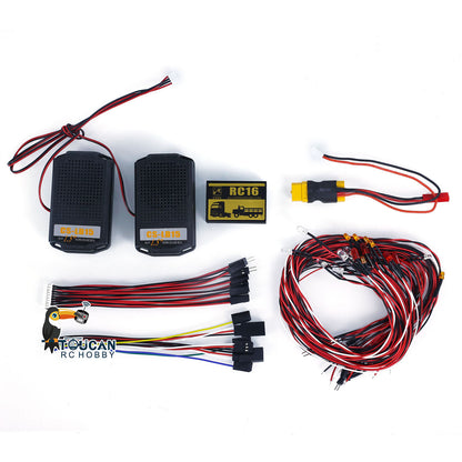 US Warehouse RC16 LED Light Sound System Set for 1/14 RC Tractor Trucks Remote Control Military Vehicle Model XT60 Plug Parts