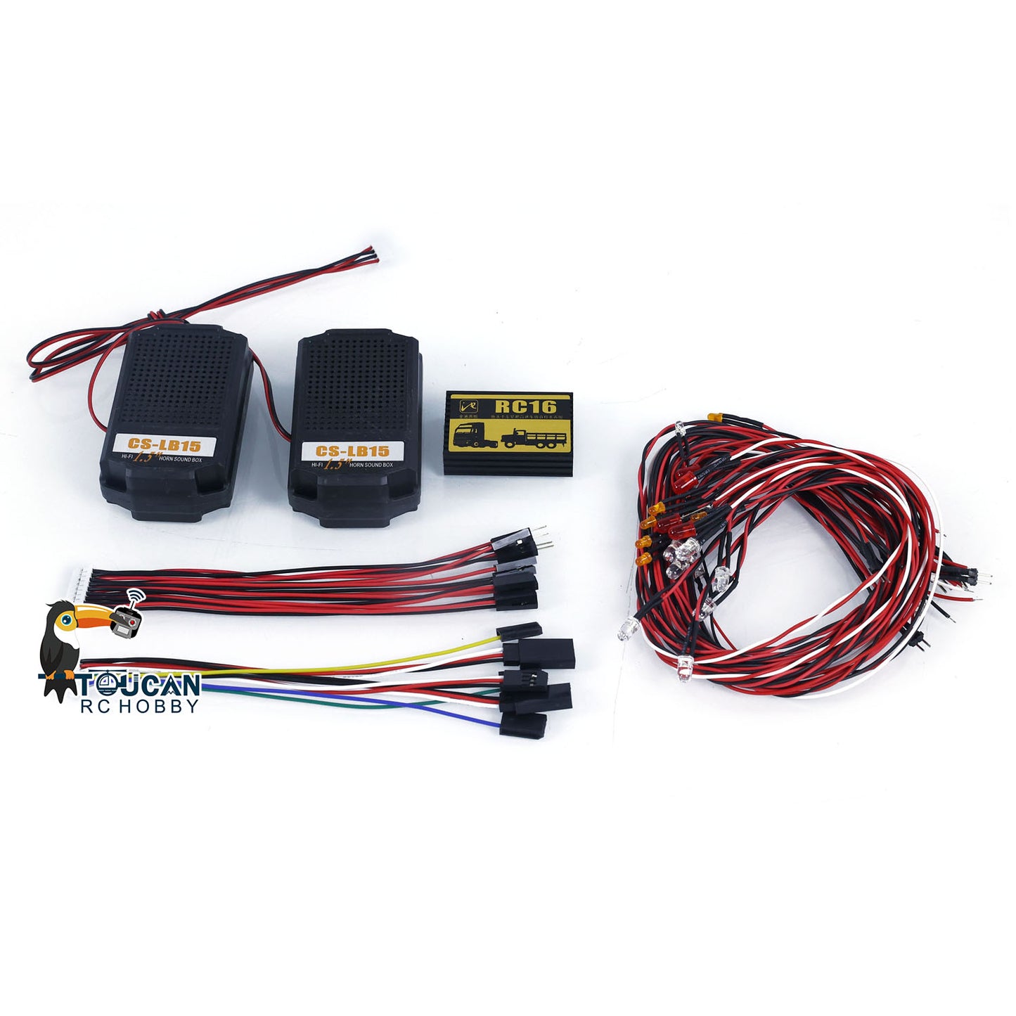 US Warehouse RC16 LED Light Sound System Set for 1/14 RC Tractor Trucks Remote Control Military Vehicle Model XT60 Plug Parts