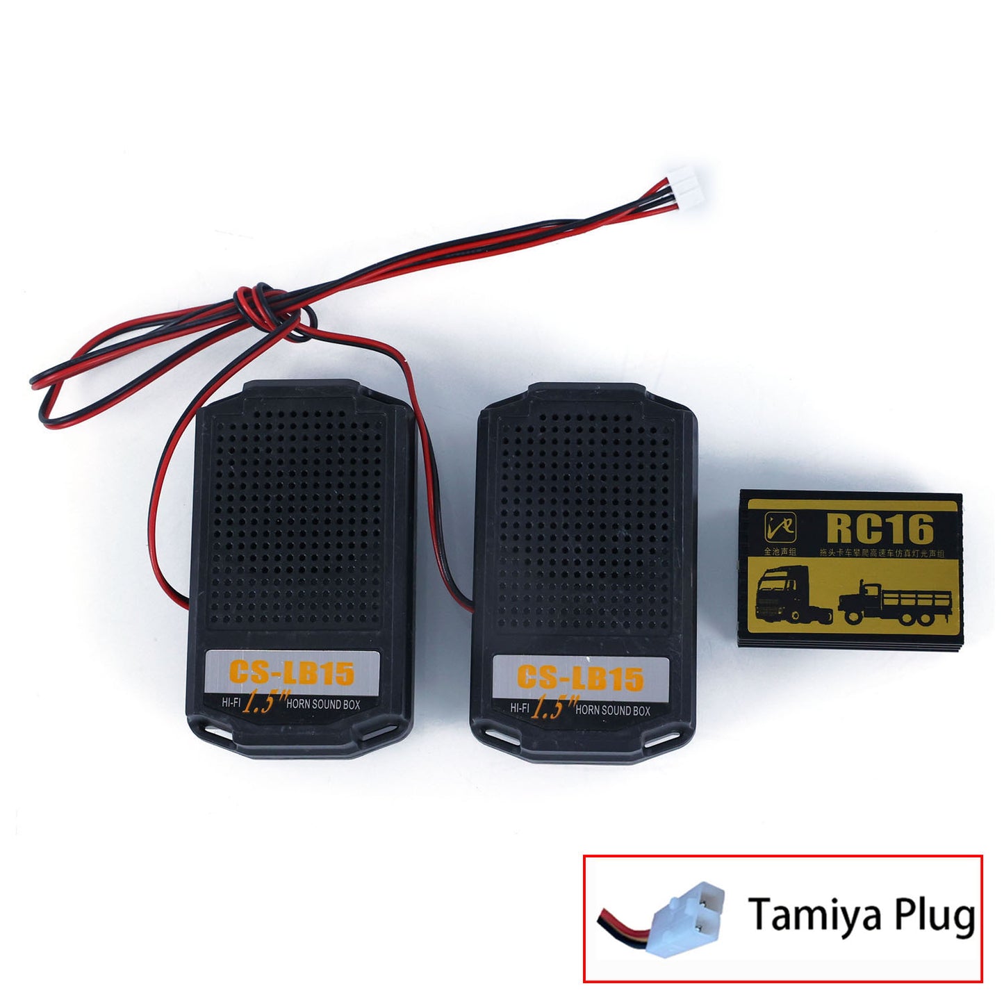 CS RC16 LED Light Sound System Set 2PCS 1.5 Inches Speakers for 1/14 RC Tractor Trucks Crawler Off-road Vehicle DIY Parts