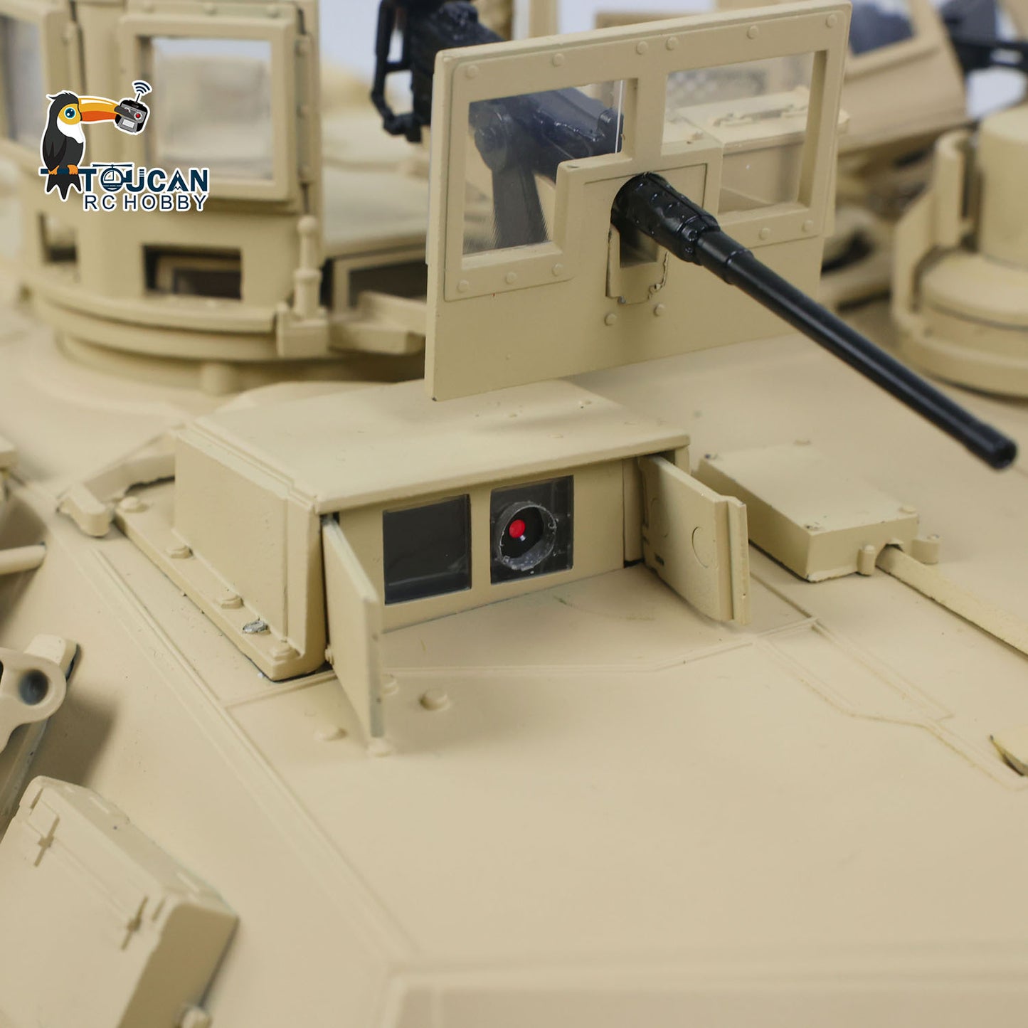 TOUCAN 1/16 Metal RC Tank M1A2 Abrams IR Dual Current Driving Gearbox Barrel Recoil Elevation 360 Turret Rotation Smoke RTR Electric Periscope