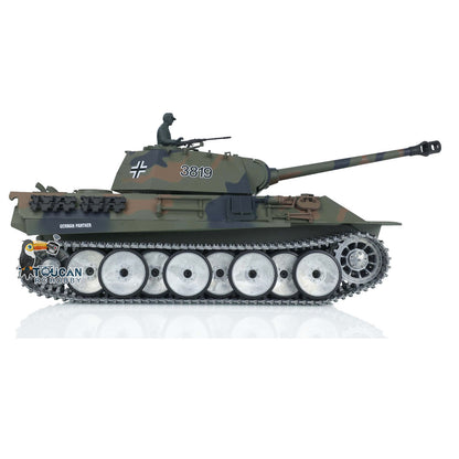 Henglong 1/16 TK7.0 RC Tank Model Panther 3819 w/ FPV 360 Degrees Rotating Turret Metal Tracks Road Wheels Engine Sound Smoking