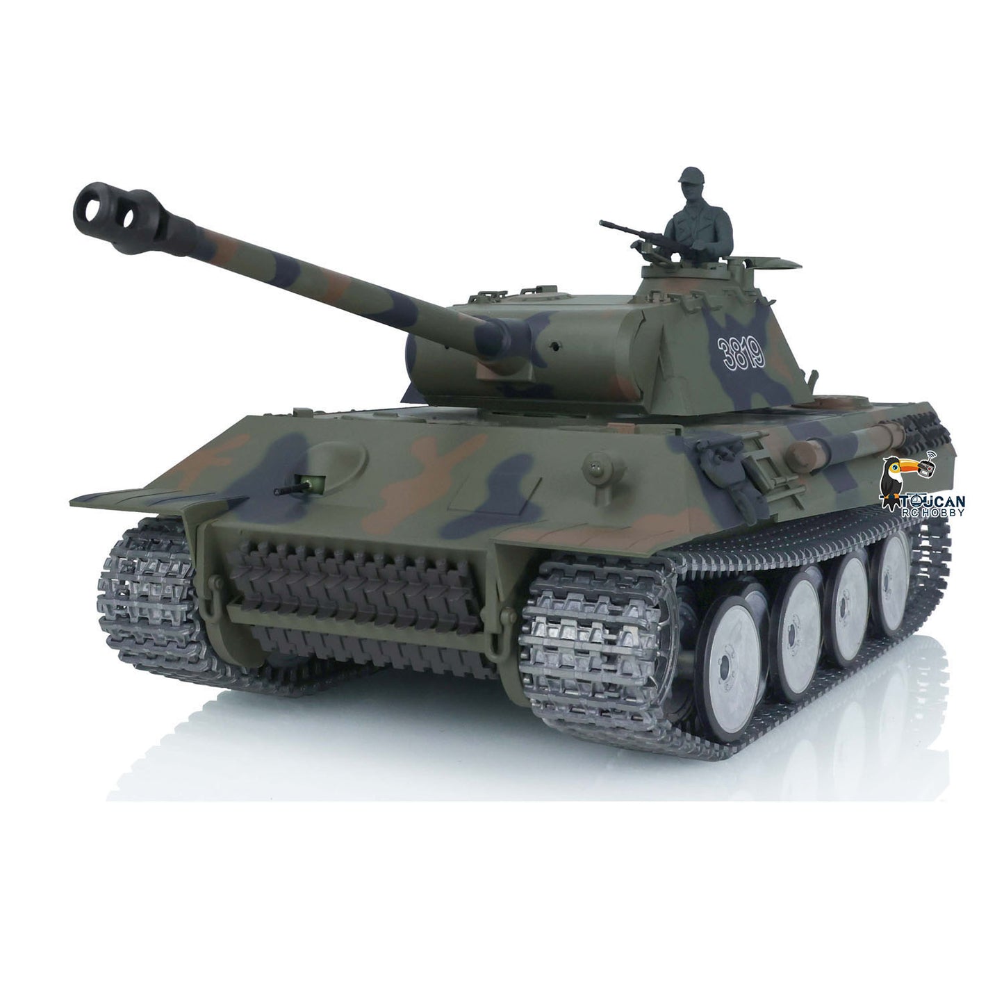 Henglong 1/16 Snow 7.0 Customized Panther RTR RC Tank 3819 Metal Tracks Wheels 360 Degree Turret Rotation Infrared Combating System