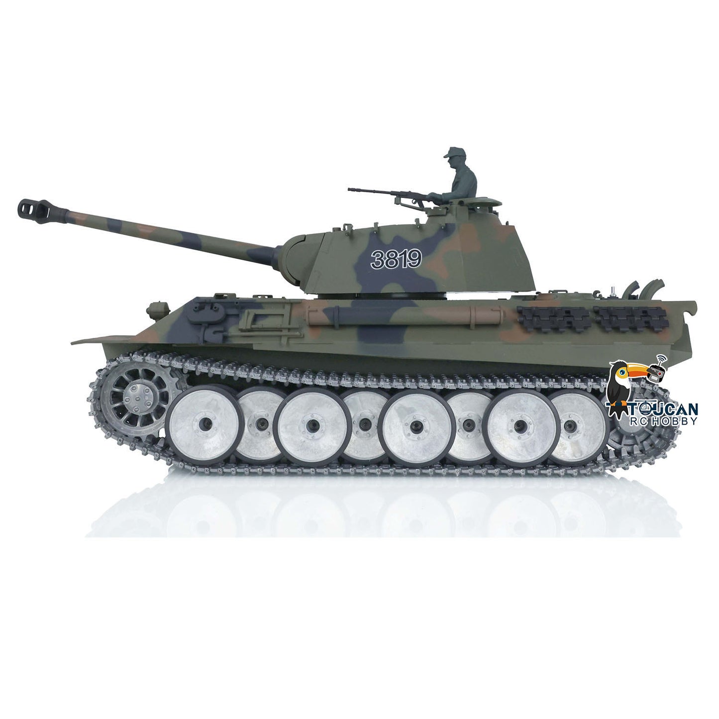 Henglong 1/16 TK7.0 German Panther RTR RC Tank 3819 FPV 360 Degrees Turret BB IR Smoke Metal Barrel Tracks Sprockets Idlers Road Wheels
