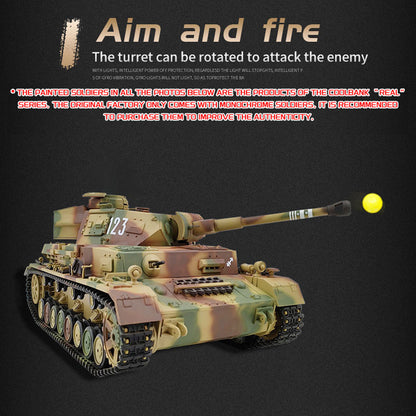Henglong 1/16 TK7.0 Special Spray Painting Plastic German Panzer IV F2 3859 RTR RC Tank with BB Infrared Combat Smoke