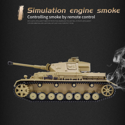 Henglong 1/16 TK7.0 Special Spray Painting Plastic German Panzer IV F2 3859 RTR RC Tank with BB Infrared Combat Metal Suspension Arm Gearbox Smoke