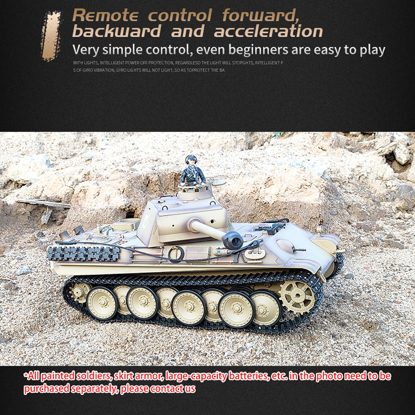 Henglong RTR 1/16 7.0 RC Tank German Panther G 3879 Steel Gearbox BB IR Barrel Recoil 2.4G Radio 1800MAH Battery 320 Degree Turret Rotation