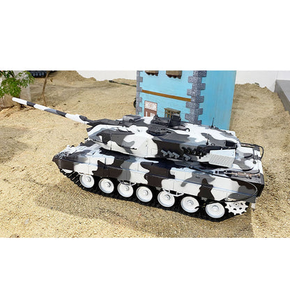 2.4G Henglong 1/16 7.0 Leopard2A6 RC Tank 3889 Metal Gearbox Suspension Bars BB IR Barrel Recoil Sound Smoking Light Battery