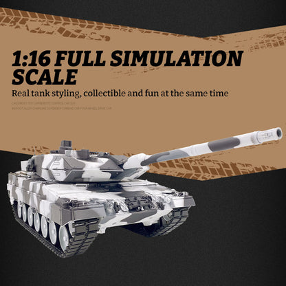 2.4G Henglong 1/16 7.0 Leopard2A6 RC Tank 3889 Metal Gearbox Suspension Bars BB IR Barrel Recoil Sound Smoking Light Battery