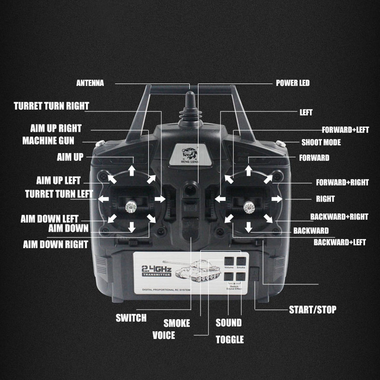 2.4G Henglong 1/16 7.0 Leopard2A6 RC Tank 3889 Metal Gearbox Suspension Bars BB IR Barrel Recoil Sound Smoking Light Battery