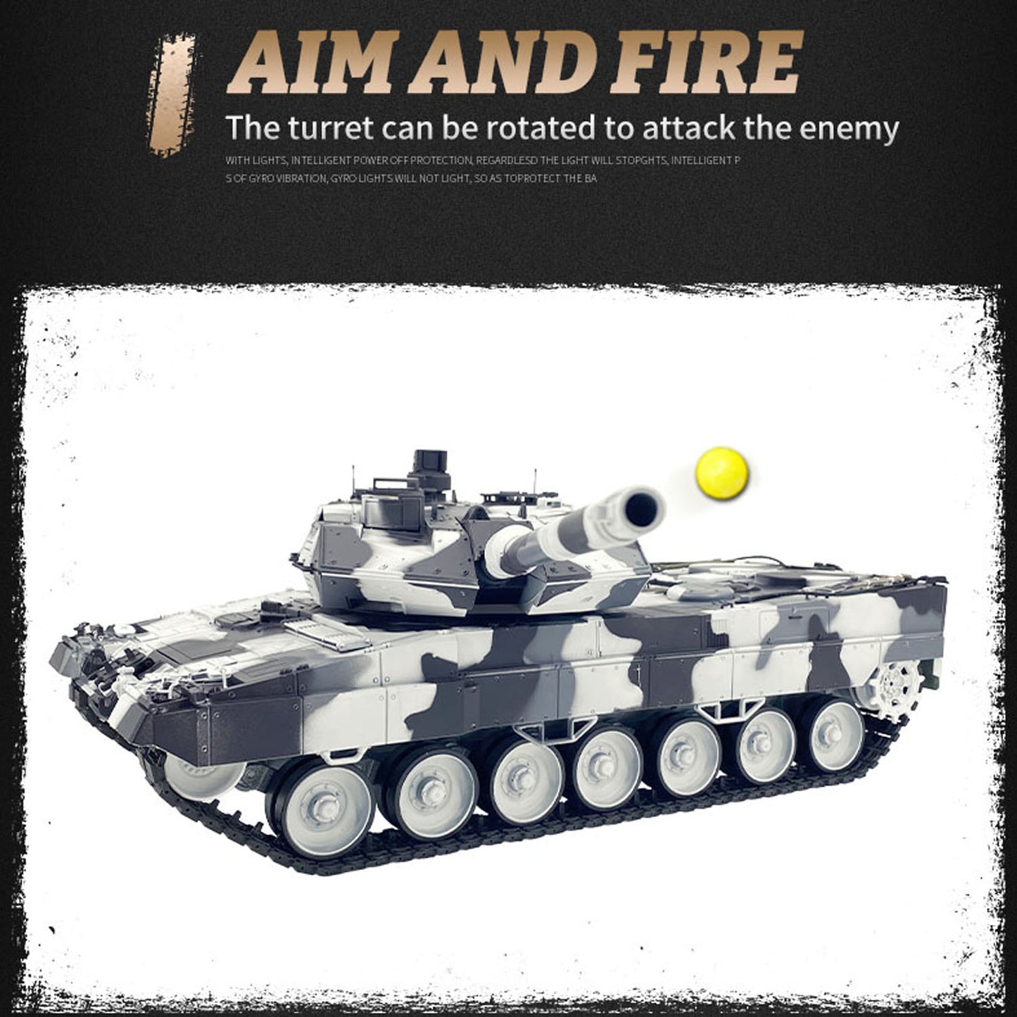 2.4G Henglong 1/16 7.0 Leopard2A6 RC Tank 3889 Metal Gearbox Suspension Bars BB IR Barrel Recoil Sound Smoking Light Battery