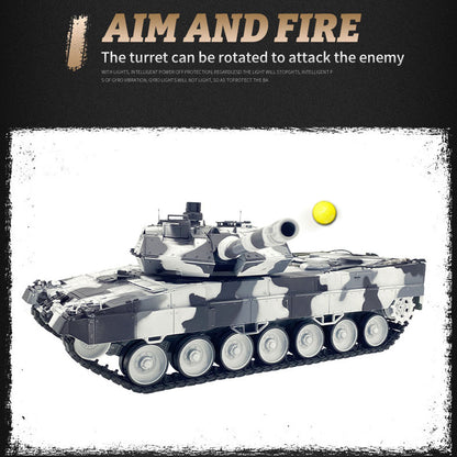 2.4G Henglong 1/16 7.0 Leopard2A6 RC Tank 3889 Metal Gearbox Suspension Bars BB IR Barrel Recoil Sound Smoking Light Battery