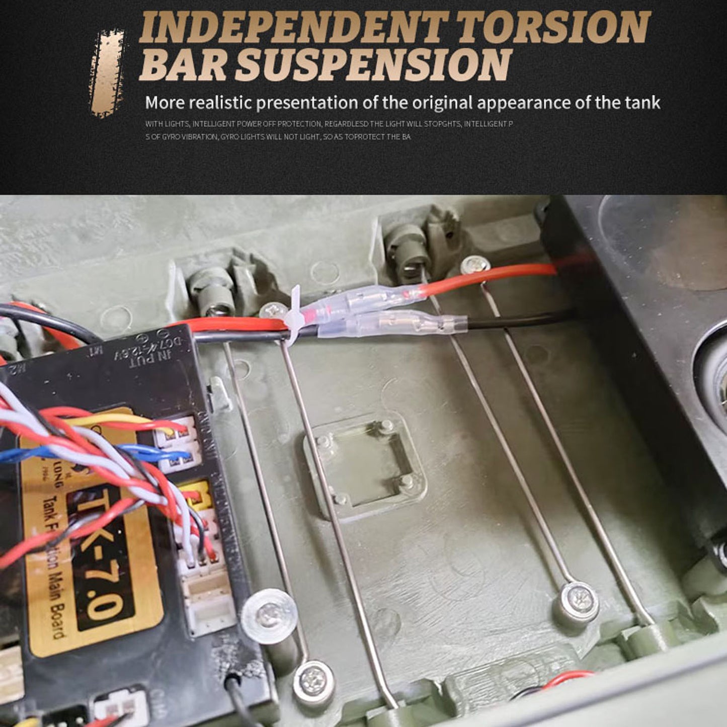 2.4G Henglong 1/16 7.0 Leopard2A6 RC Tank 3889 Metal Gearbox Suspension Bars BB IR Barrel Recoil Sound Smoking Light Battery