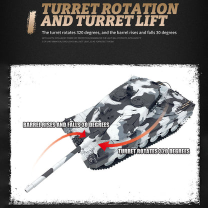 2.4G Henglong 1/16 7.0 Leopard2A6 RC Tank 3889 Metal Gearbox Suspension Bars BB IR Barrel Recoil Sound Smoking Light Battery