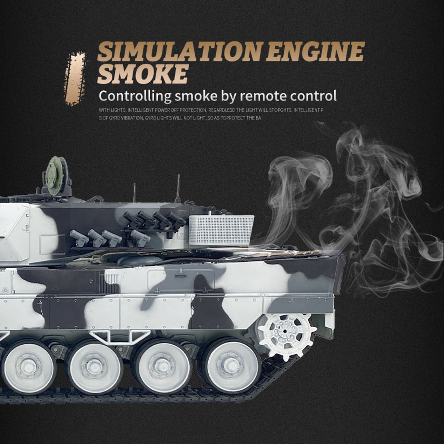 2.4G Henglong 1/16 7.0 Leopard2A6 RC Tank 3889 Metal Gearbox Suspension Bars BB IR Barrel Recoil Sound Smoking Light Battery